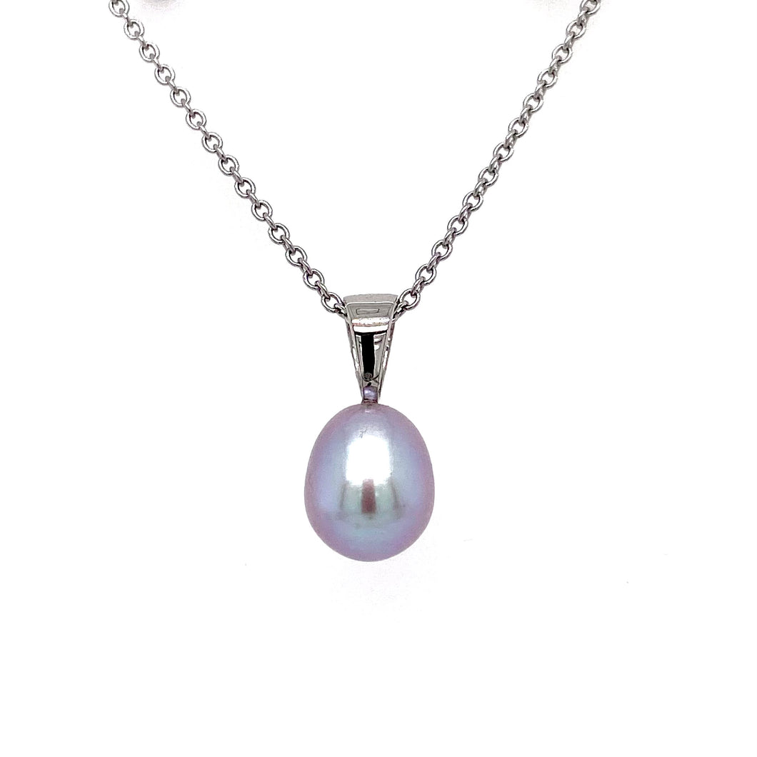 9ct White Gold, Grey Pearl Pendant