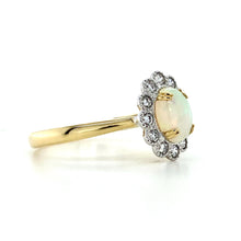 Load image into Gallery viewer, 18ct Yellow Gold &amp; 18ct White Gold, 0.54ct Opal &amp; Diamond Cluster Ring
