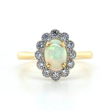 Load image into Gallery viewer, 18ct Yellow Gold &amp; 18ct White Gold, 0.54ct Opal &amp; Diamond Cluster Ring
