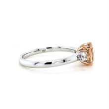 Load image into Gallery viewer, 18ct Red Gold &amp; 18ct White Gold, 0.65ct Morganite &amp; Diamond Trilogy Ring
