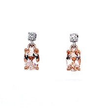 Load image into Gallery viewer, 18ct Red Gold &amp; 18ct White Gold, 0.80tcw Morganite &amp; Diamond Earrings
