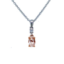 Load image into Gallery viewer, 18ct Red Gold &amp; 18ct White Gold, 0.39ct Morganite &amp; Diamond Pendant
