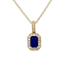 Load image into Gallery viewer, 18ct Yellow gold, 0.79ct Sapphire &amp; Diamond Cluster Pendant
