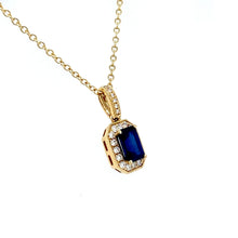 Load image into Gallery viewer, 18ct Yellow gold, 0.79ct Sapphire &amp; Diamond Cluster Pendant
