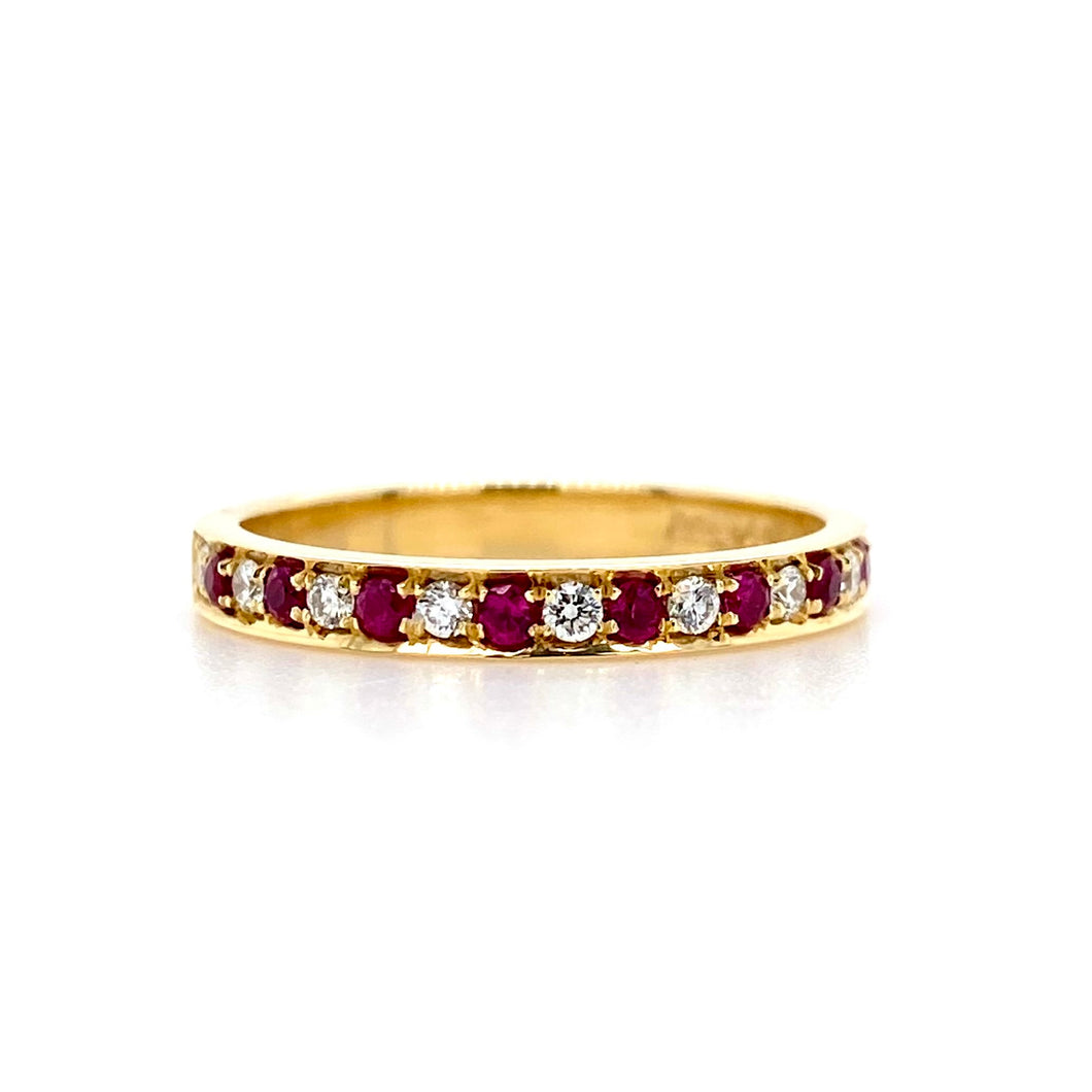 18ct Yellow Gold, Ruby & Diamond Eternity Ring