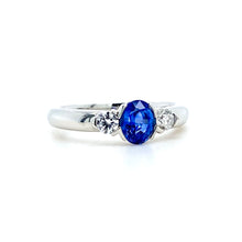 Load image into Gallery viewer, Platinum, 0.86ct Sapphire &amp; Diamond Trilogy Ring
