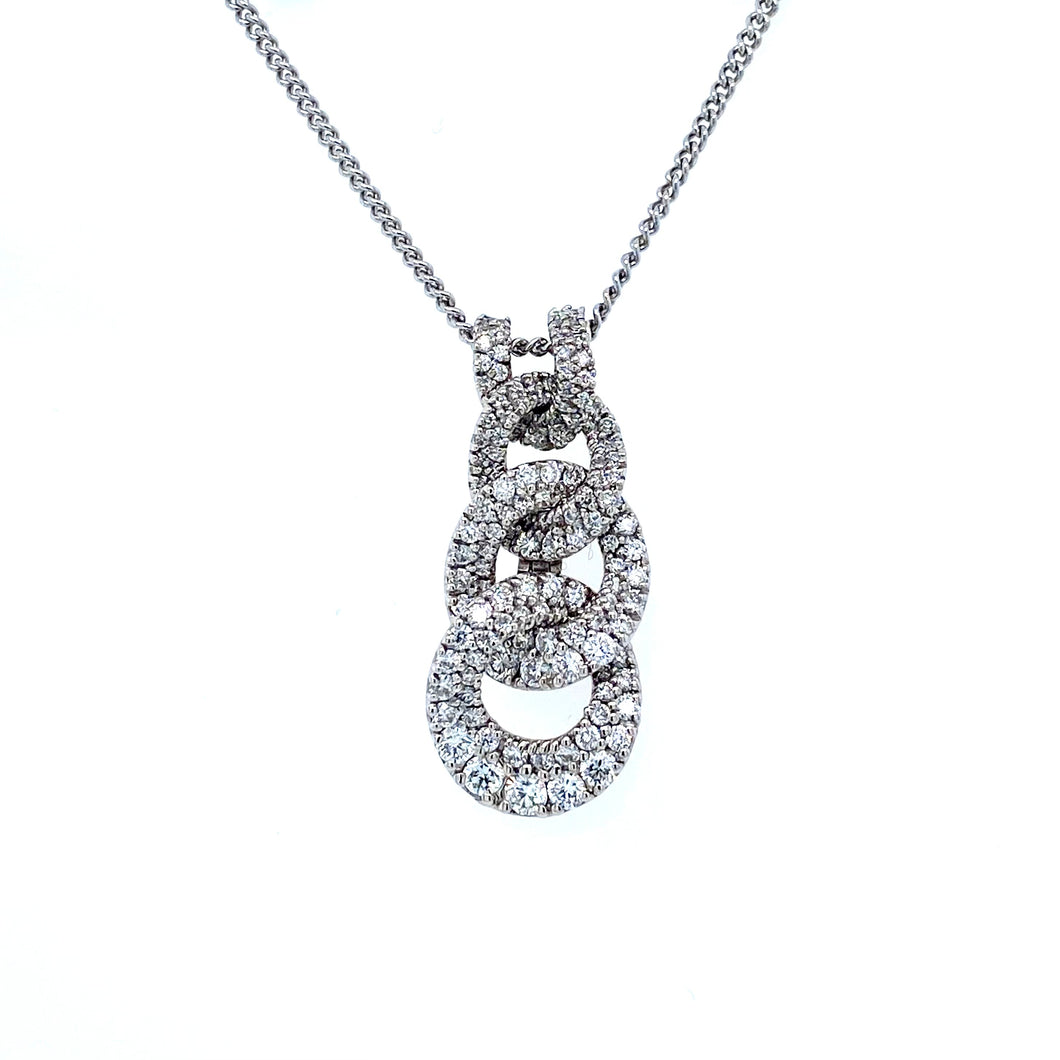 18ct White Gold, 1.10tcw Diamond Interlocking Pendant