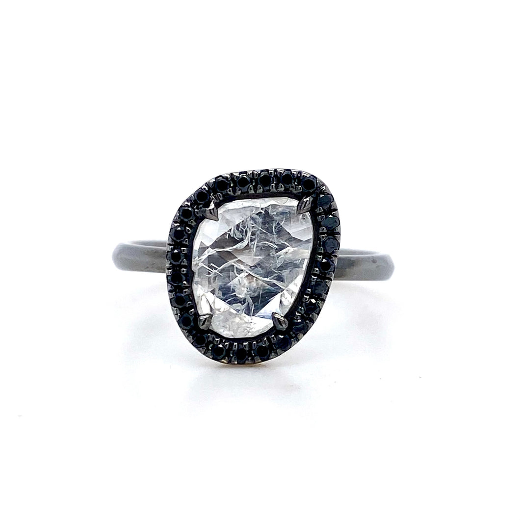 18ct White Gold, 0.98ct Diamond Slice Cluster Ring