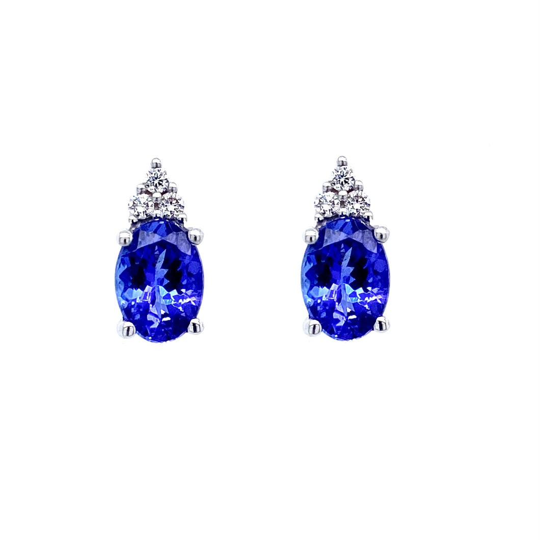 18ct White Gold, 1.55tcw Tanzanite & Diamond Earrings