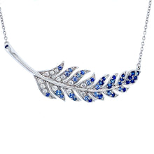 Load image into Gallery viewer, 18ct White Gold, Sapphire and Diamond Feather Necklace
