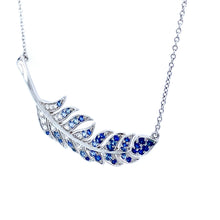 Load image into Gallery viewer, 18ct White Gold, Sapphire and Diamond Feather Necklace
