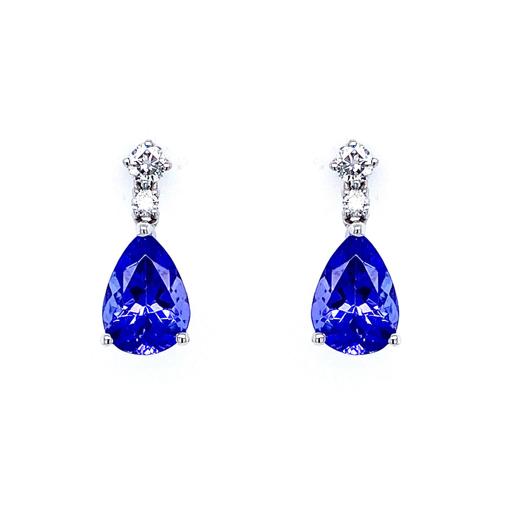 18ct White Gold, 2.30tcw Tanzanite & Diamond Earrings