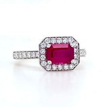 Load image into Gallery viewer, 18ct White Gold, 1.27ct Ruby &amp; Diamond Cluster Ring
