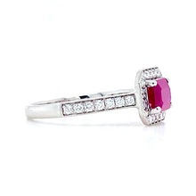 Load image into Gallery viewer, 18ct White Gold, 1.27ct Ruby &amp; Diamond Cluster Ring
