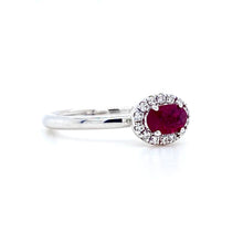 Load image into Gallery viewer, 18ct White Gold, 0.56ct Ruby &amp; Diamond Cluster Ring
