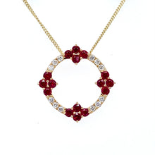 Load image into Gallery viewer, 18ct Yellow Gold, 0.99ct Ruby &amp; Diamond Wreath Pendant
