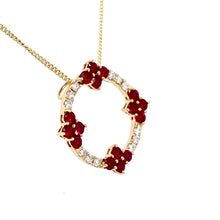 Load image into Gallery viewer, 18ct Yellow Gold, 0.99ct Ruby &amp; Diamond Wreath Pendant
