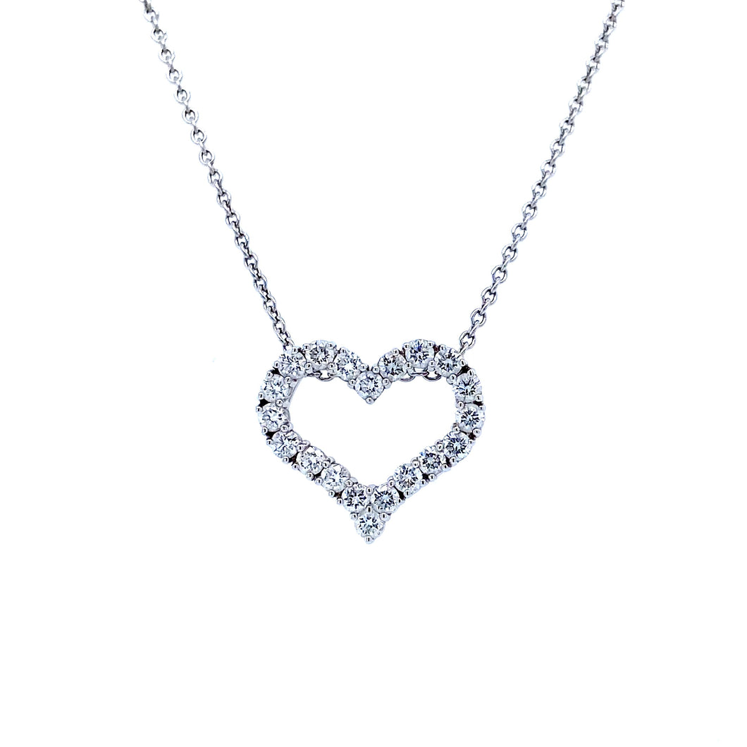 18ct White Gold, 0.62ct Diamond Heart Pendant