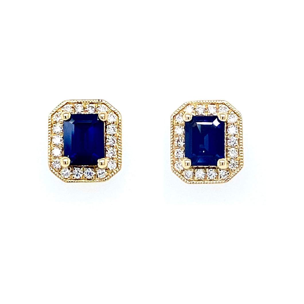 18ct Yellow gold, 0.90tcw Sapphire & Diamond Cluster Earrings