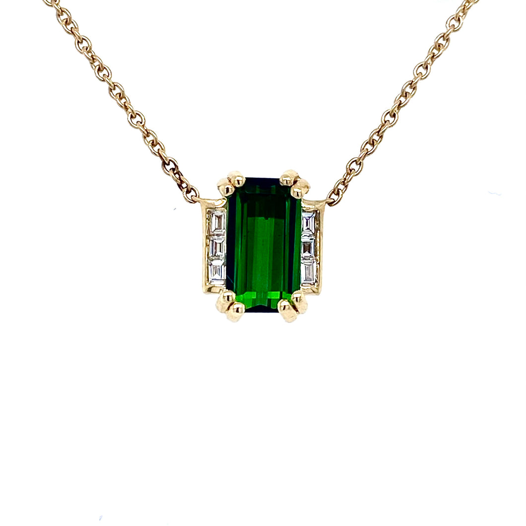 18ct Yellow Gold, 1.60ct Tourmaline and Diamond Pendant