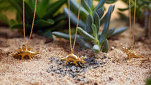 Load image into Gallery viewer, Teeny Tiny Stegosaurus Necklace, 18ct Gold
