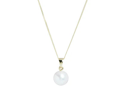 9ct Yellow Gold, White Pearl Pendant