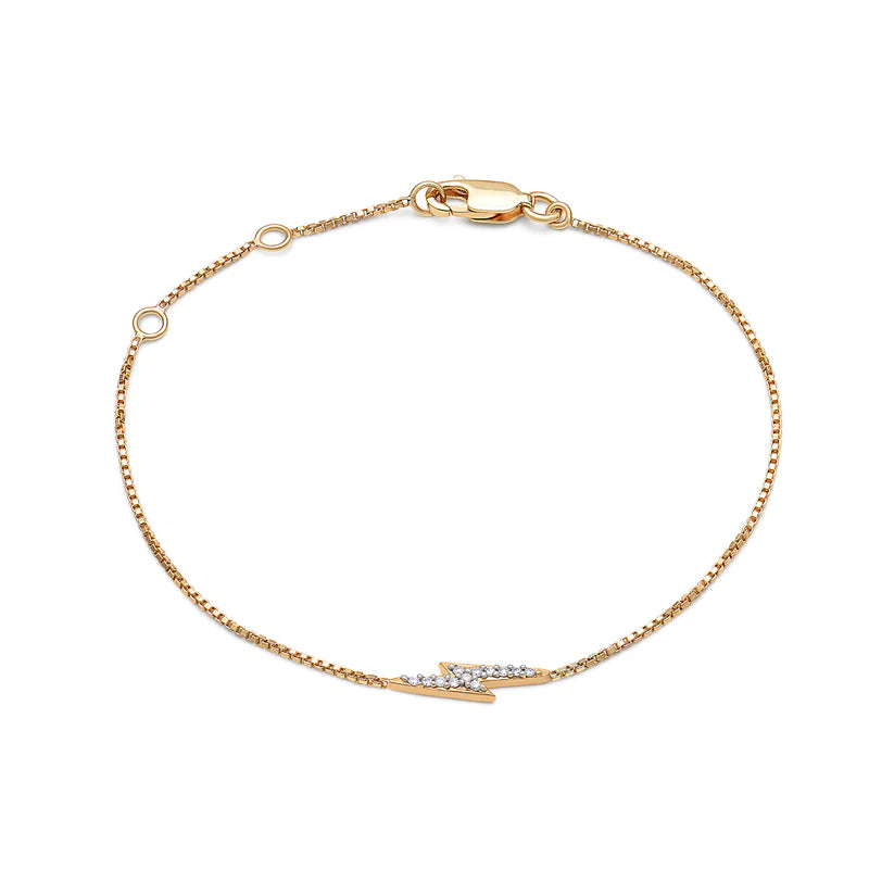 Solid Gold and Diamond Lightning Bolt Bracelet