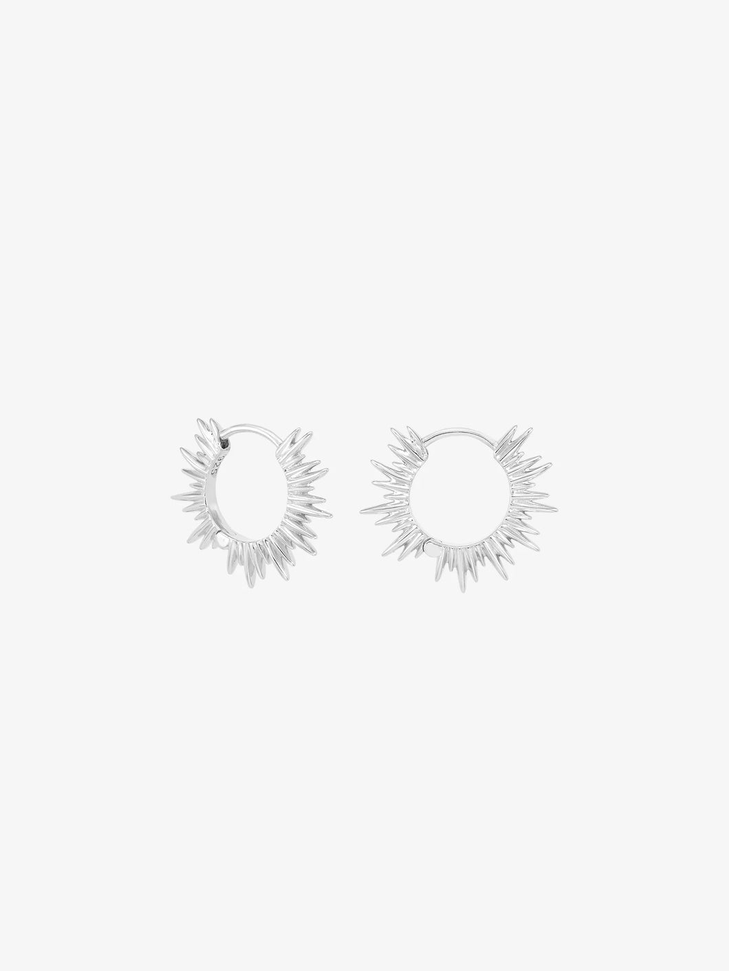 Electric Goddess Mini Huggie Hoop Earrings, Silver