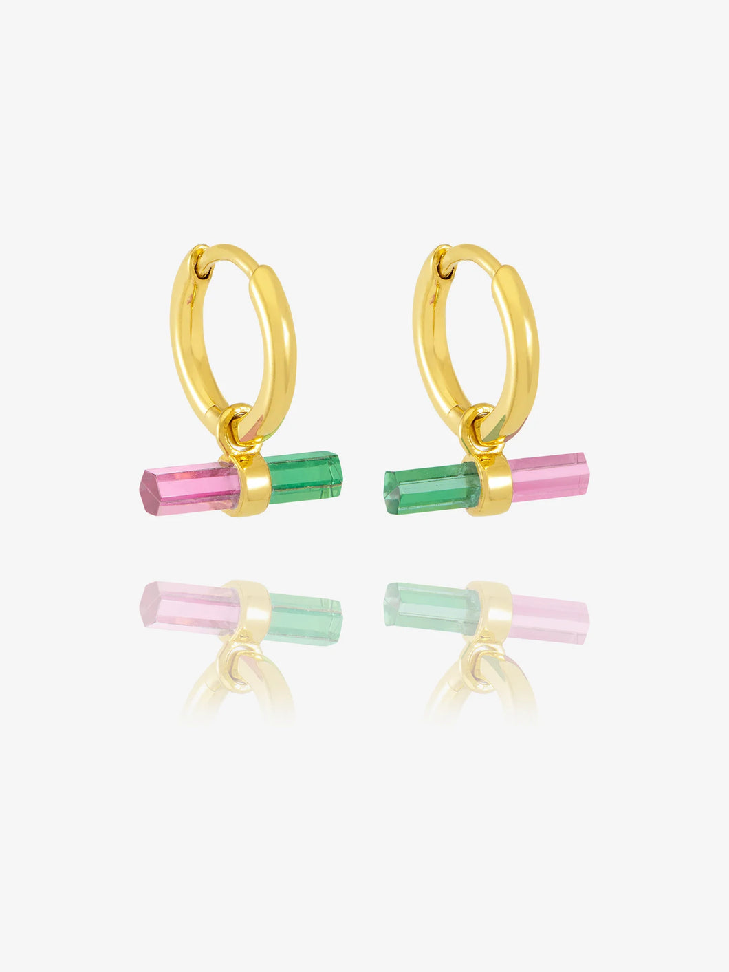 Watermelon T-Bar Huggie Hoop Earrings, Gold