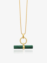 Load image into Gallery viewer, Protection T-Bar Malachite Necklace, Gold
