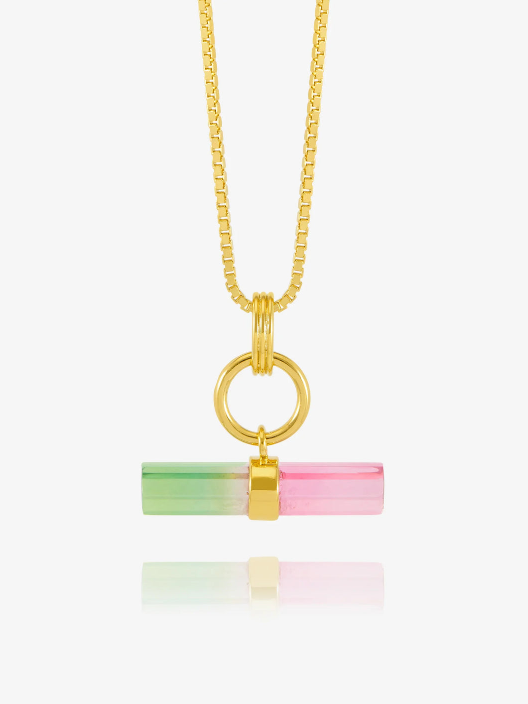 Watermelon Medium T-Bar Necklace, Gold