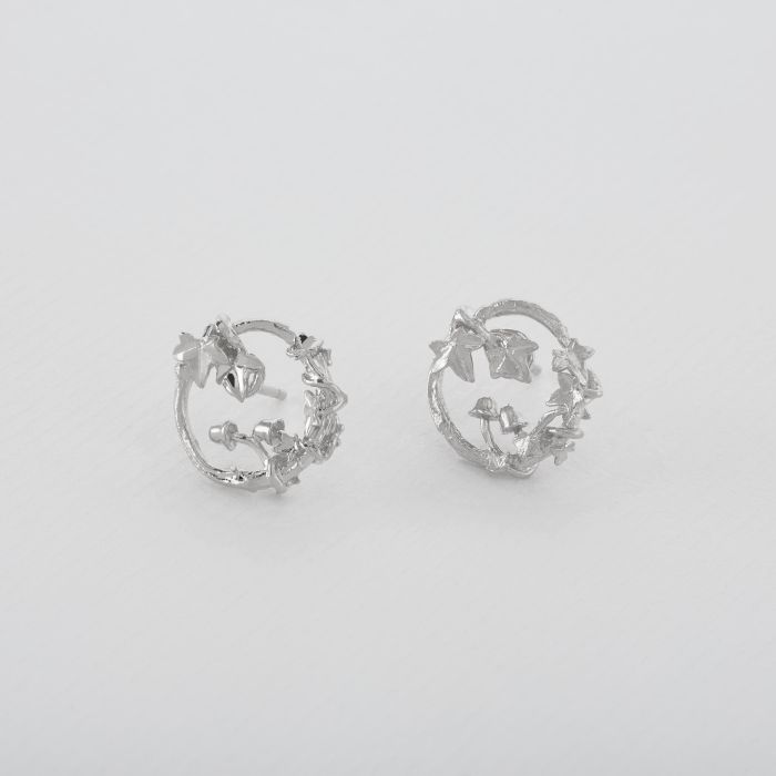 Woodland Loop Stud Earrings, Silver