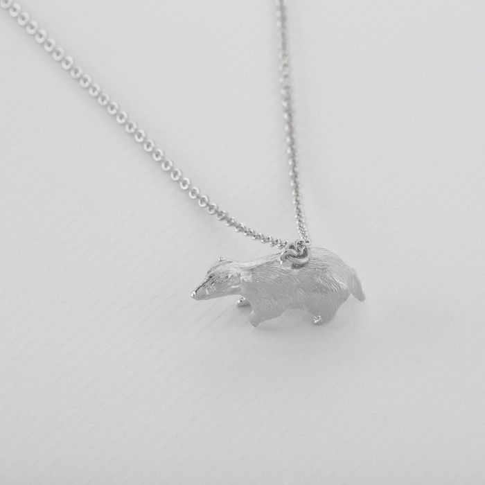 Foraging Badger Necklace, Silver