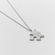 Load image into Gallery viewer, Floral Puzzle Piece Necklace, Silver
