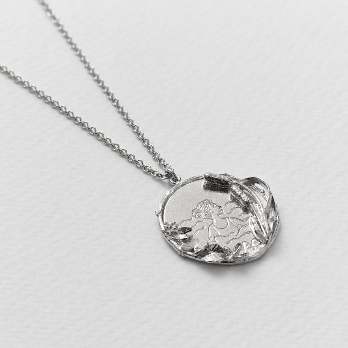 Wild Swimming Medallion Necklace, Silver