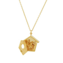 Load image into Gallery viewer, Nesting Birdhouse Necklace, Gold
