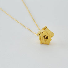 Load image into Gallery viewer, Nesting Birdhouse Necklace, Gold
