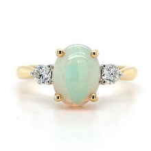 Load image into Gallery viewer, 18ct Yellow Gold, 1.10ct Opal &amp; Diamond Trilogy Ring
