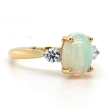 Load image into Gallery viewer, 18ct Yellow Gold, 1.10ct Opal &amp; Diamond Trilogy Ring
