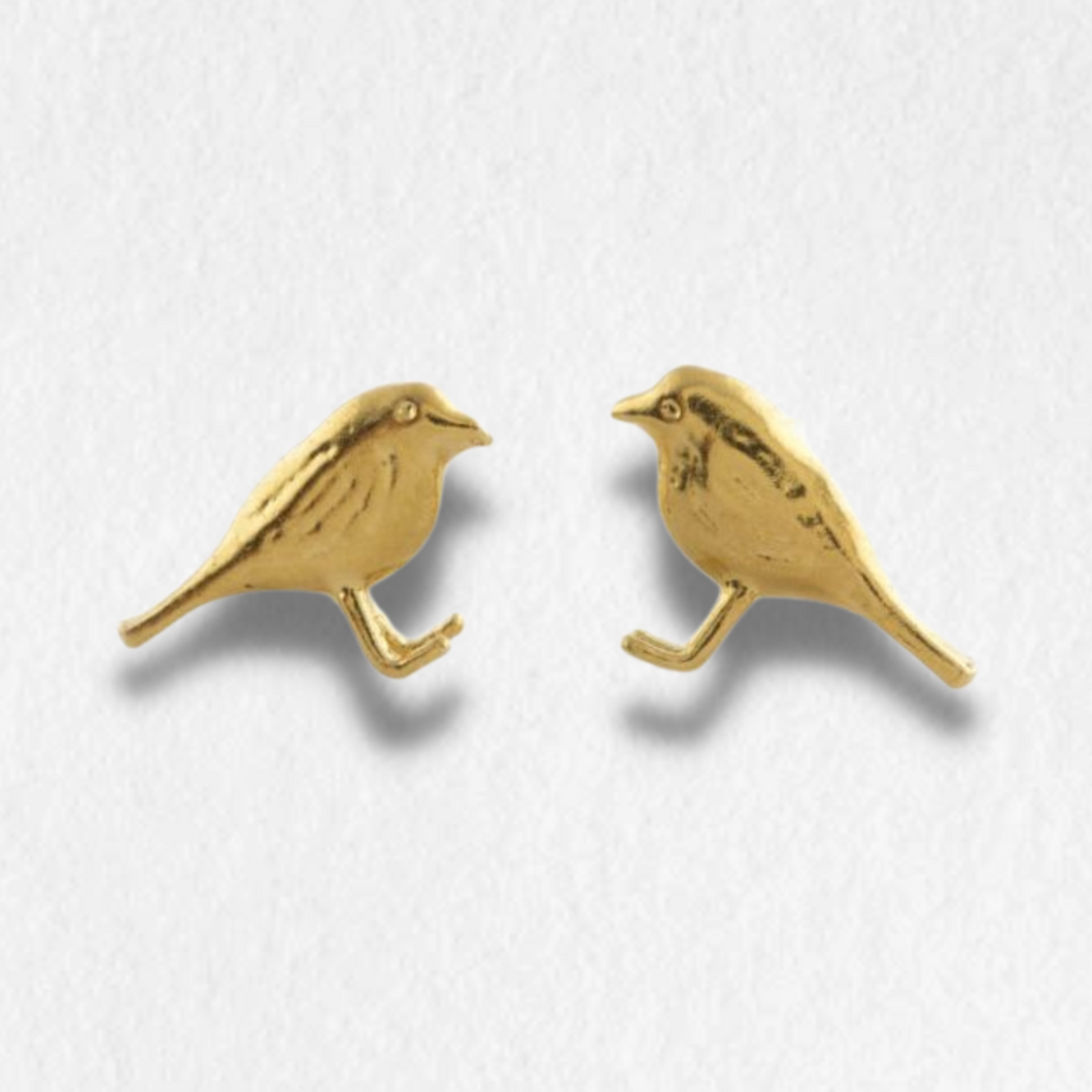 Little Robin Stud Earrings, Gold