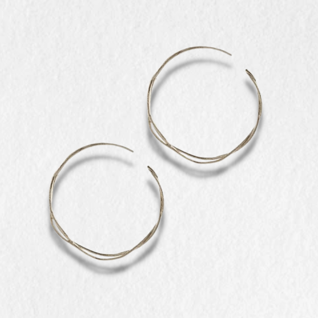 Fine Twist Hoop Earrings, Silver