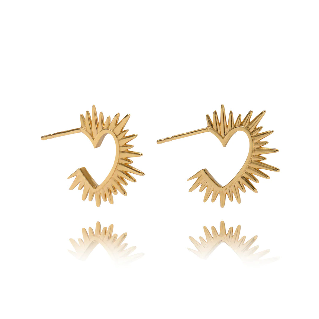 Electric Love Heart Hoop Earrings, Gold