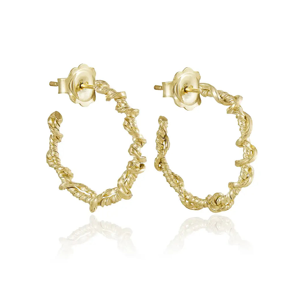 Medium Two Twist Hoop Earrings, 9ct Yellow Gold