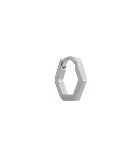 Hexagon Huggie Hoop, Solid 9ct White Gold