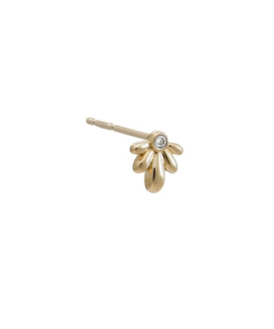 Flower Stud, Solid 9ct Gold & Diamond