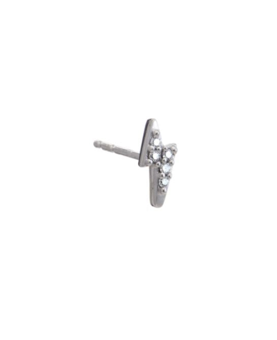 Lightning Bolt Stud, Solid 9ct White Gold & Diamond