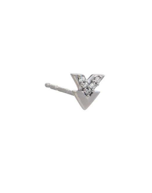 Chevron Stud, Solid 9ct White Gold & Diamond