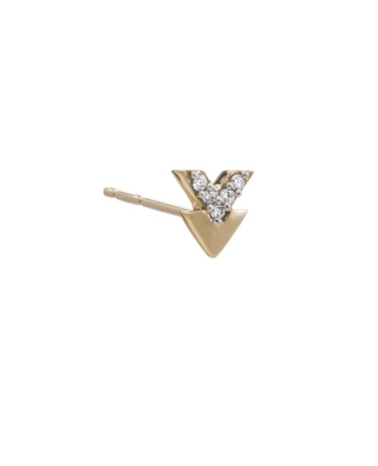 Chevron Stud, Solid 9ct Gold & Diamond