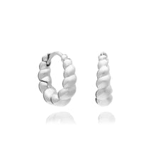 Load image into Gallery viewer, Chubby Twisted Huggie Hoop Earrings, Silver
