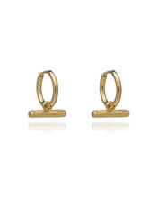 Load image into Gallery viewer, Mini T-Bar Huggie Hoops, Gold
